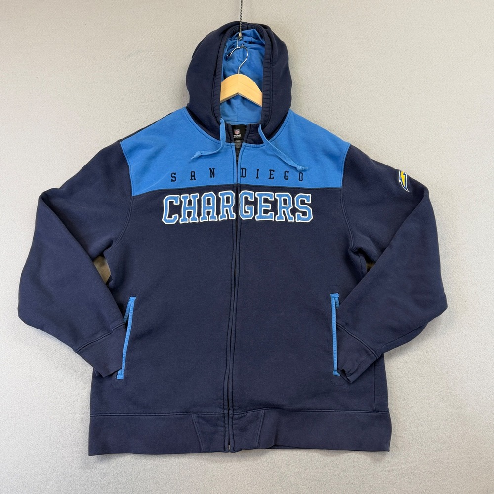 NFL Team Apparel San Diego Chargers Hoodie Mens XL Navy Blue Full Zip